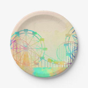 Aquarellmalerei Riesenrad Kunst Pappteller