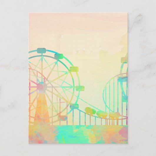Aquarellmalerei Riesenrad Kunst Postkarte (Vorderseite)