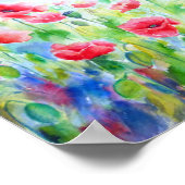 Aquarellmalerei Rotes Mohnfeld Poster (Ecke)