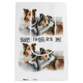 Aquarellmalerei Rough Colliese Mittlere Geschenktüte (Rückseite)