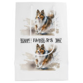 Aquarellmalerei Rough Colliese Mittlere Geschenktüte (Rückseite)