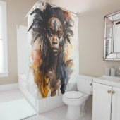 Aquarellmalerei, schöne afrikanische Stammesfrauen Duschvorhang (Beispiel)