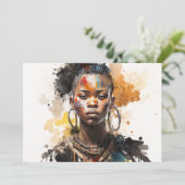 Aquarellmalerei, schöne afrikanische Stammesfrauen Einladung (Stehend Vorderseite)