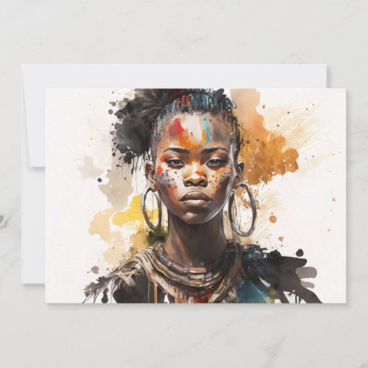 Aquarellmalerei, schöne afrikanische Stammesfrauen Feiertagskarte (Vorderseite)