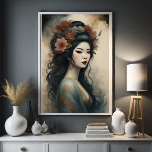 Aquarellmalerei Schöne asiatische Blume Poster