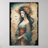 Aquarellmalerei Schöne asiatische Blume Poster (Vorne)