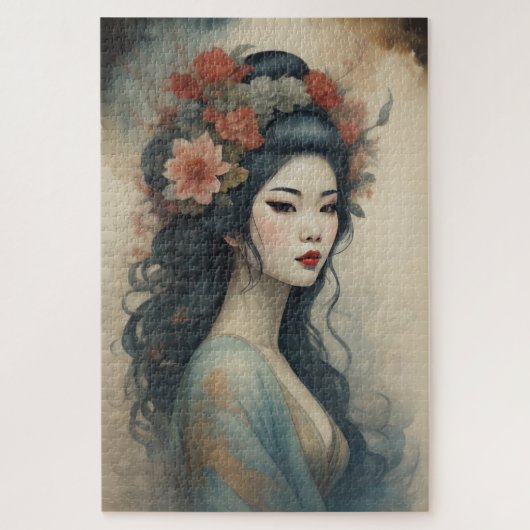 Aquarellmalerei Schöne asiatische Blume Puzzle (Vertikal)