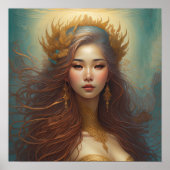 Aquarellmalerei Schöne asiatische Frau Poster (Vorne)