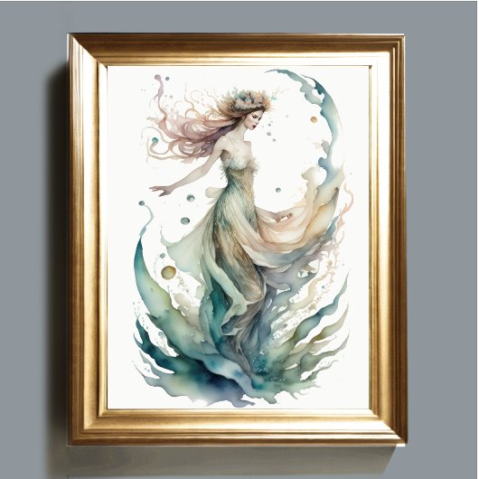 Aquarellmalerei Schönes Wasser Nymph II Poster