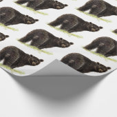 Aquarellmalerei Schwarzer Bär Tierart Art Geschenkpapier (Ecke)