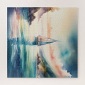 Aquarellmalerei Segelboot auf dem Wasser Puzzle (Horizontal)