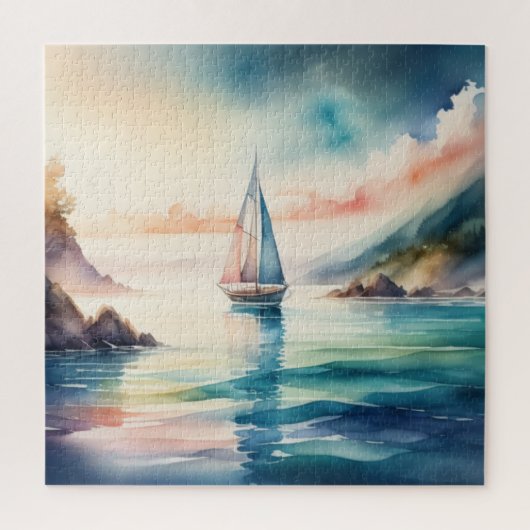 Aquarellmalerei Segelboot auf dem Wasser Puzzle (Vertikal)