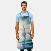 Aquarellmalerei Segelboot auf dem Wasser Schürze (Getragen)