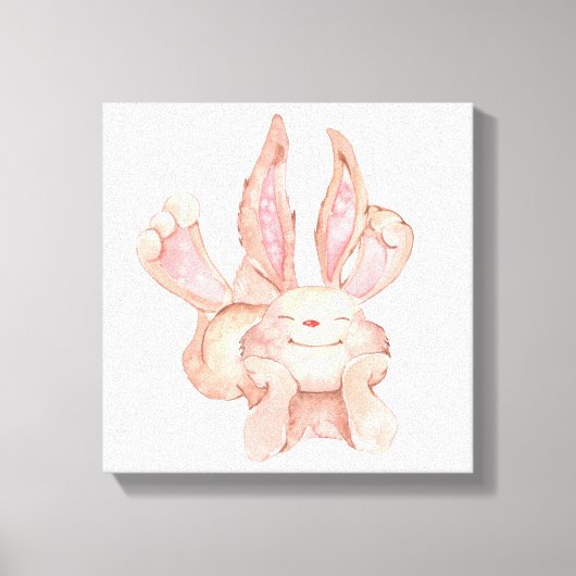 Aquarellmalerei Smiling Coy Bunny Rabbit Leinwanddruck (Vorderseite)