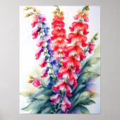 Aquarellmalerei Snapdragons Poster (Vorne)