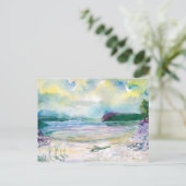 Aquarellmalerei Sommerregen. Postkarte (Stehend Vorderseite)