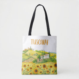Aquarellmalerei Sonnenblumen in Toskana Italien Tasche