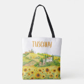 Aquarellmalerei Sonnenblumen in Toskana Italien Tasche (Rückseite)