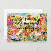 Aquarellmalerei spröde Blume + optimistisches Spri Postkarte (Vorne/Hinten)