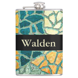 Aquarellmalerei Stone Mosaik + Ihre Ideen Flachmann