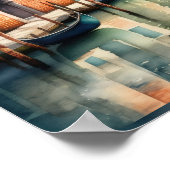 Aquarellmalerei Venedig Stadt Szene Gondel 1:1 Poster (Ecke)