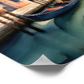 Aquarellmalerei Venedig Stadt Szene Gondel 1:1 Poster (Ecke)