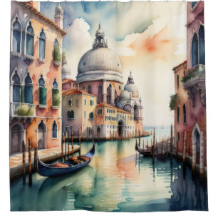 Aquarellmalerei Venedig Stadt Szene Gondola Duschvorhang