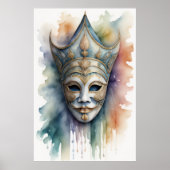 Aquarellmalerei Venezianische Maske 3:2 XII Poster (Vorne)