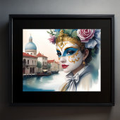 Aquarellmalerei Venezianische Maske für Frauen II Poster