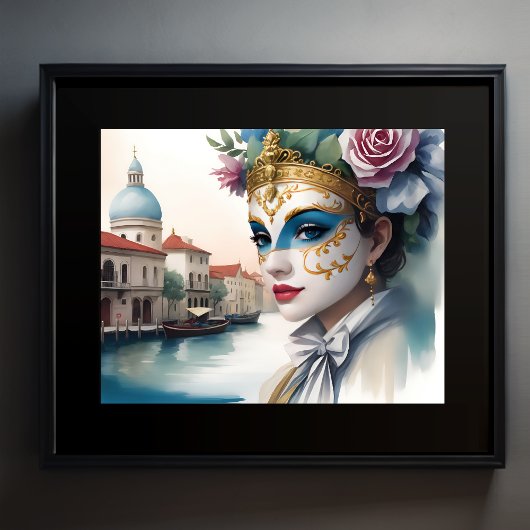 Aquarellmalerei Venezianische Maske für Frauen II Poster