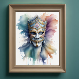 Aquarellmalerei - Venezianische Maske III Poster