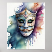Aquarellmalerei Venezianische Maske IX Poster (Vorne)