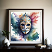 Aquarellmalerei Venezianische Maske Poster