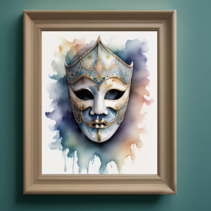 Aquarellmalerei Venezianische Maske V Poster