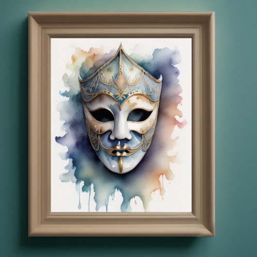 Aquarellmalerei Venezianische Maske V Poster