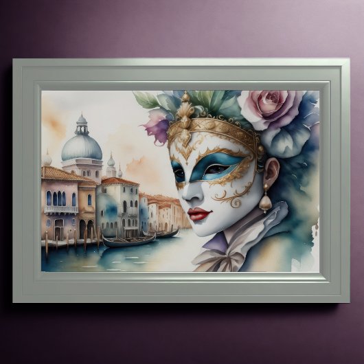 Aquarellmalerei Venezianische Maske V Poster