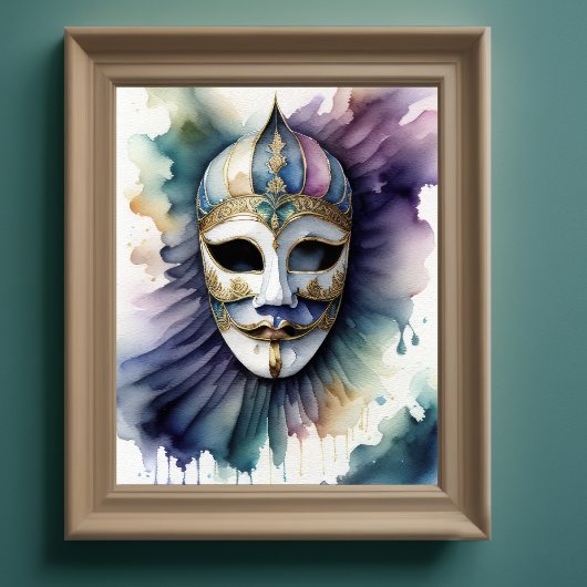 Aquarellmalerei - Venezianische Maske VI Poster