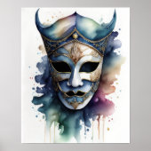Aquarellmalerei - Venezianische Maske VIII Poster (Vorne)