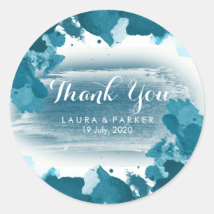 Aquarellmalerei Vielen Dank für Ihre Hochzeitsküns Runder Aufkleber