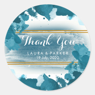 Aquarellmalerei Vielen Dank für Ihre Hochzeitsküns Runder Aufkleber