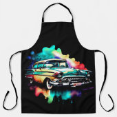 Aquarellmalerei Vintage Auto Schürze (Vorderseite)