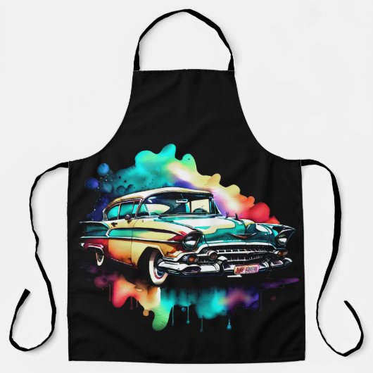 Aquarellmalerei Vintage Auto Schürze (Vorderseite)