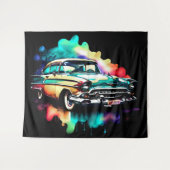 Aquarellmalerei Vintage Auto Wandteppich (Vorderseite (Horizontal))