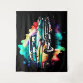 Aquarellmalerei Vintage Auto Wandteppich (Vorderseite)