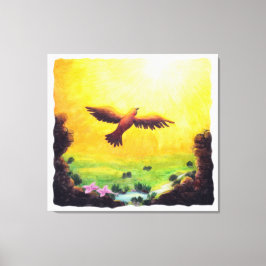 Aquarellmalerei Vintager Adler in Luft Leinwanddruck