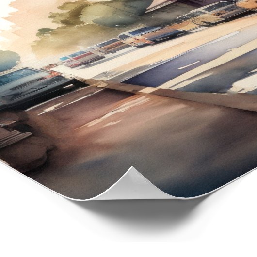 Aquarellmalerei Vintager Savannah Georgia Poster (Ecke)