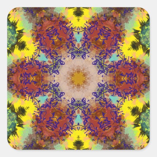 Aquarellmalerei Vogel Chromatische Harmonie Quadratischer Aufkleber (Vorderseite)