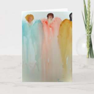Aquarellmalerei von 3 Engeln, Figuren oder Frauen Karte