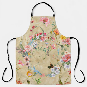 Aquarellmalerei von Blatt und Blumen, nahtlos Schürze