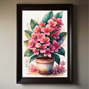 Aquarellmalerei von Bouganvillea in Pot Pink II Poster
